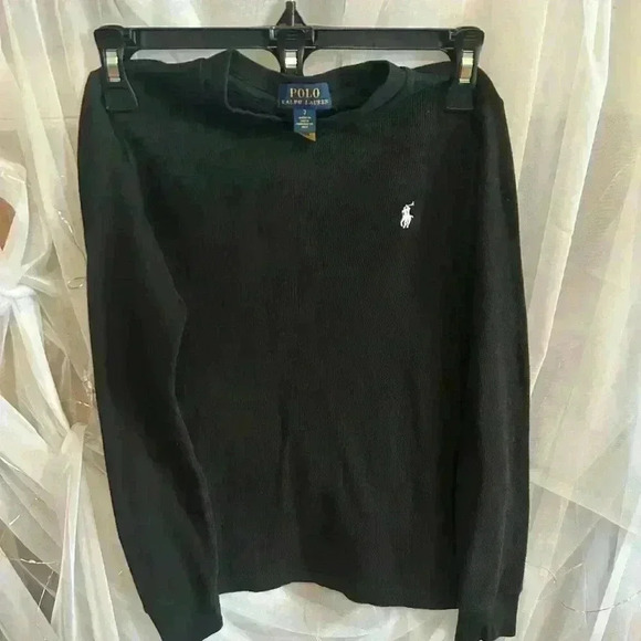 Polo Ralph Lauren Crew-neck Waffle -Knit Cotton. Boys. Size 7. - Picture 1 of 4